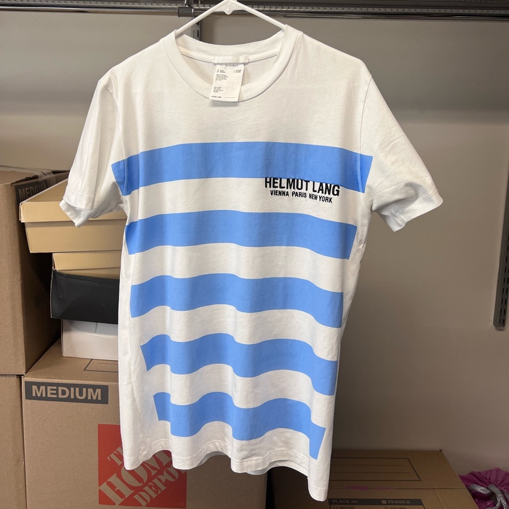 Helmut Lang Stripe Designer T Shirt Medium